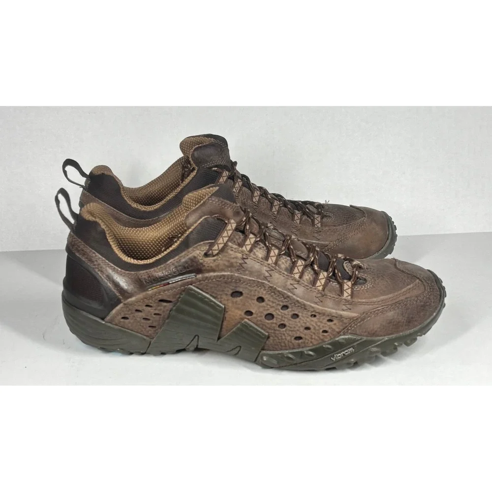 Merrell Intercept Urban Dark Brown Leather Hiking Shoes Mens 10.5 Vibram J75117
